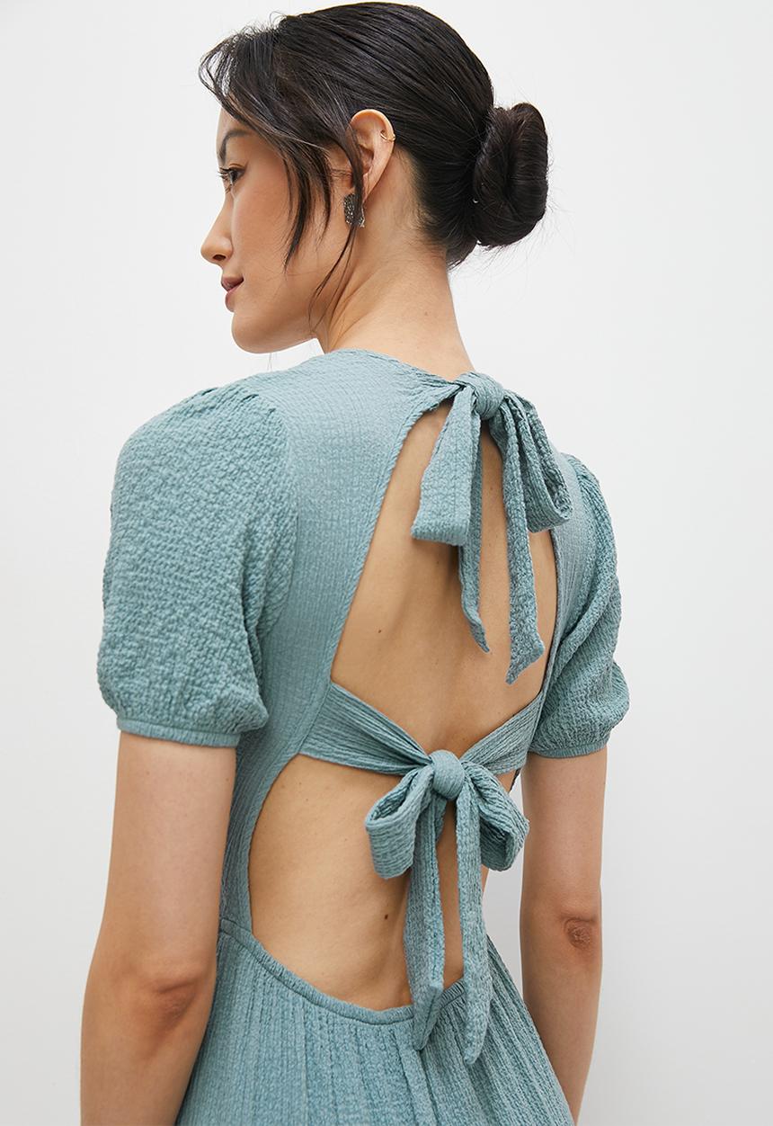MILLA - Tiered open back midi dress - duck egg