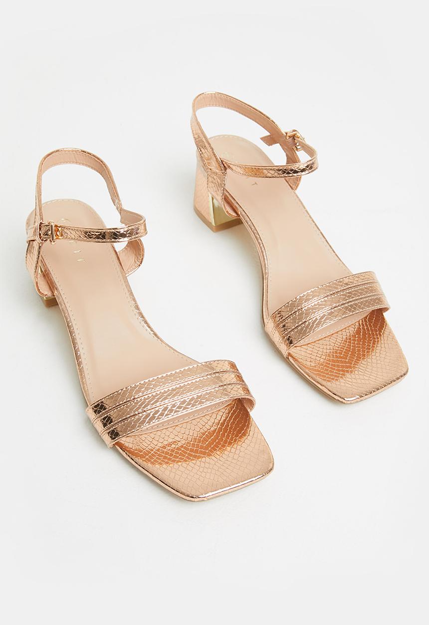 edit - Maya ankle strap block heel - rose gold