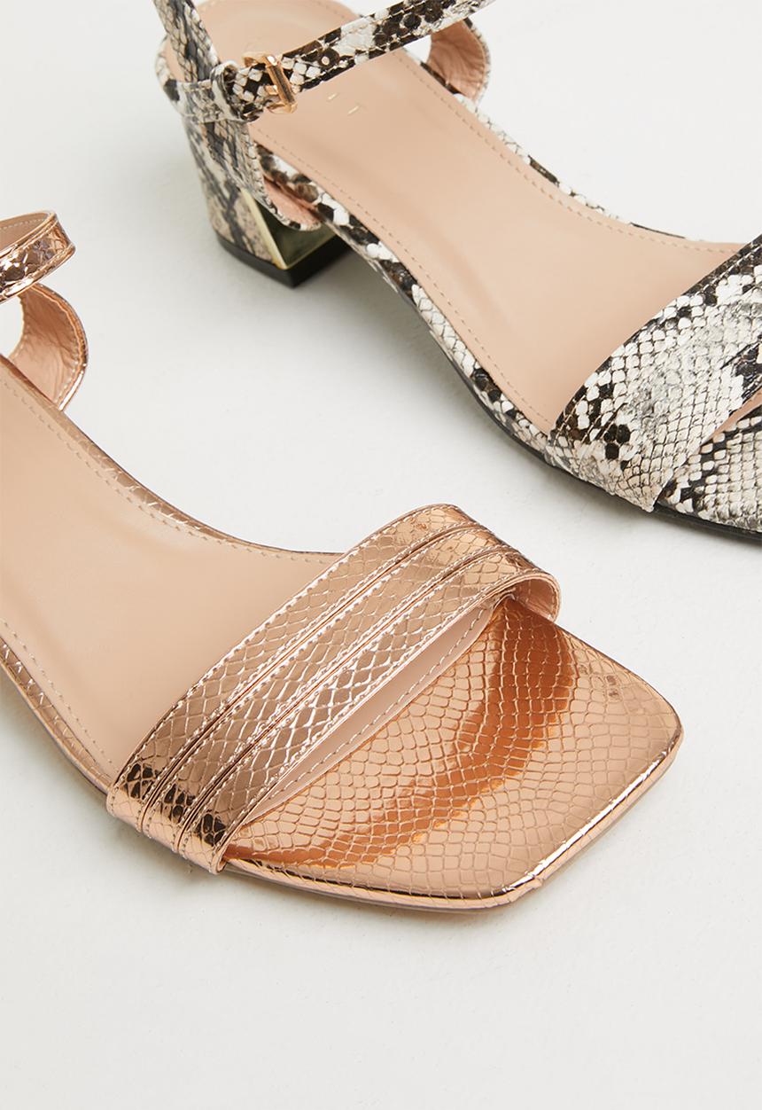 edit - Maya ankle strap block heel - rose gold