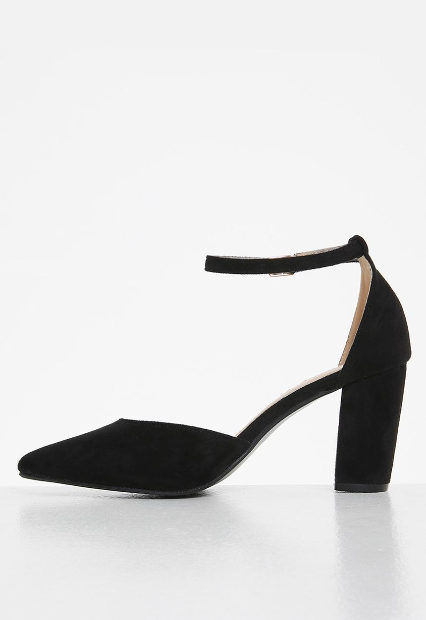 edit - Ankle strap block heel - black
