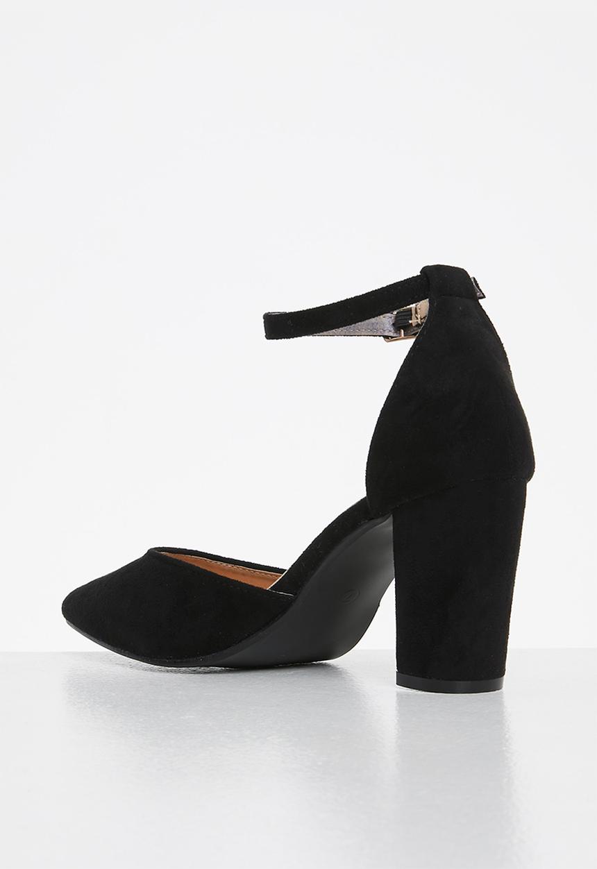 edit - Ankle strap block heel - black