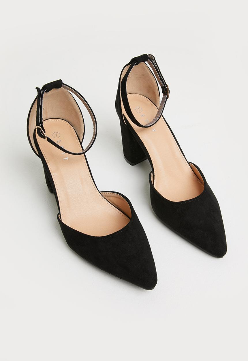 edit - Ankle strap block heel - black