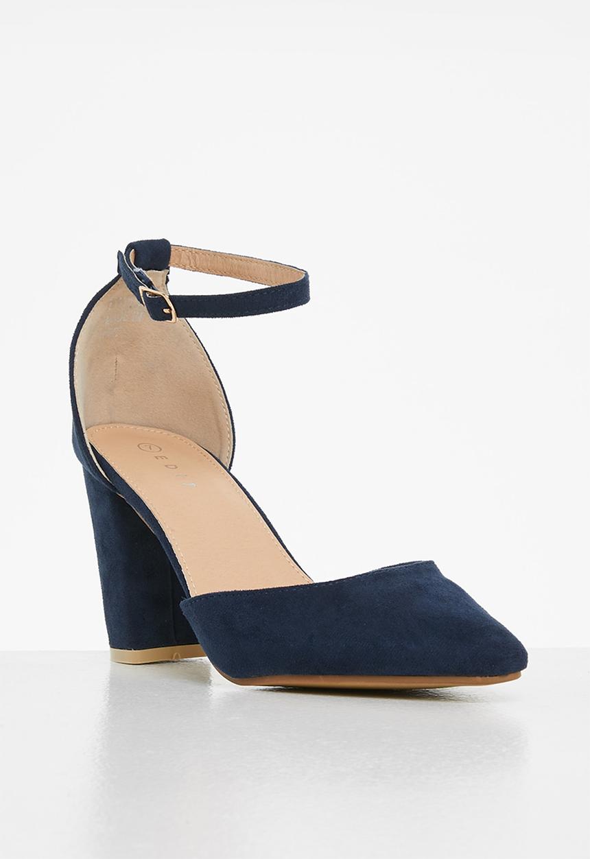 edit - Ankle strap block heel - navy