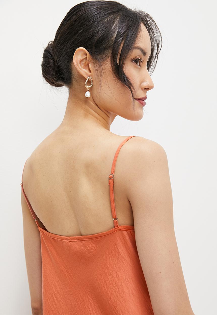 MILLA - Satin cowl slip dress - copper coin