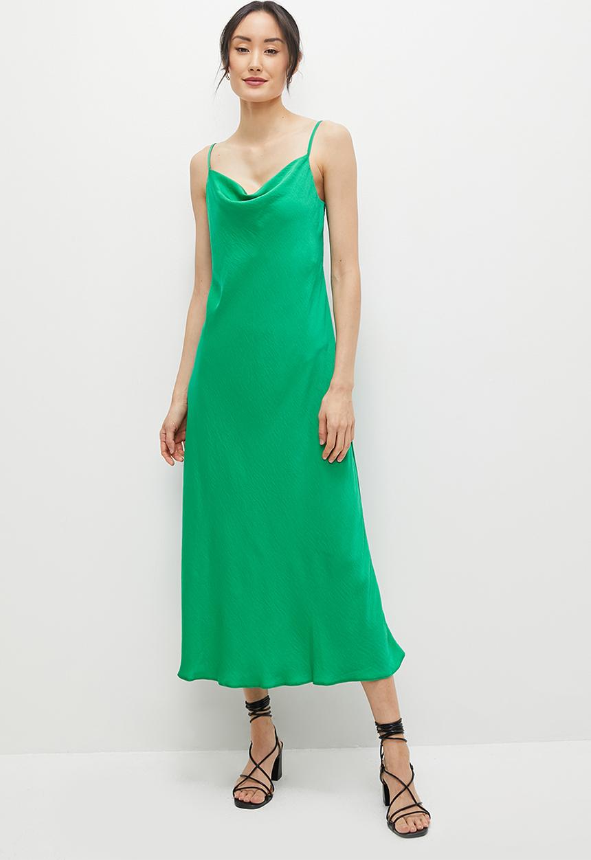 MILLA - Satin cowl slip dress - spring green