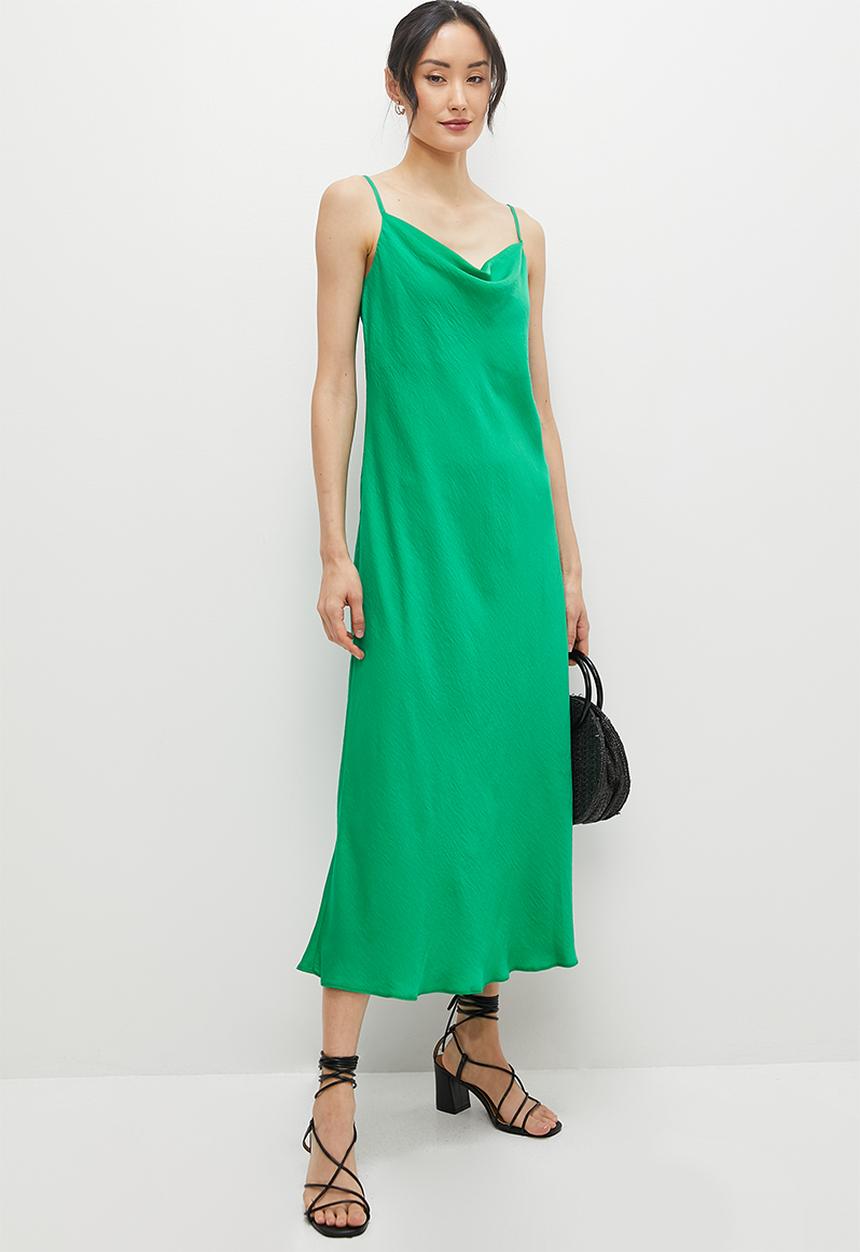 MILLA - Satin cowl slip dress - spring green