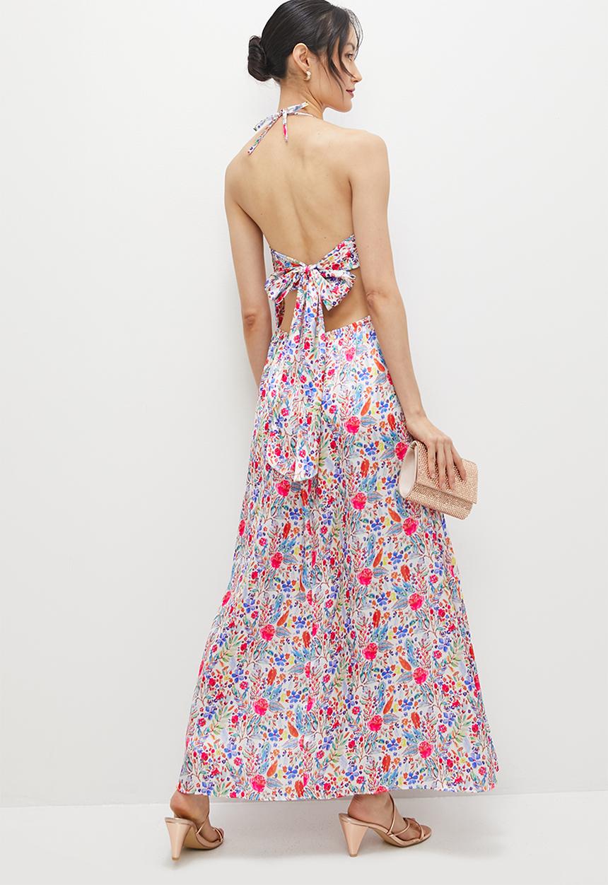 MILLA - Tie back halter dress - floral print