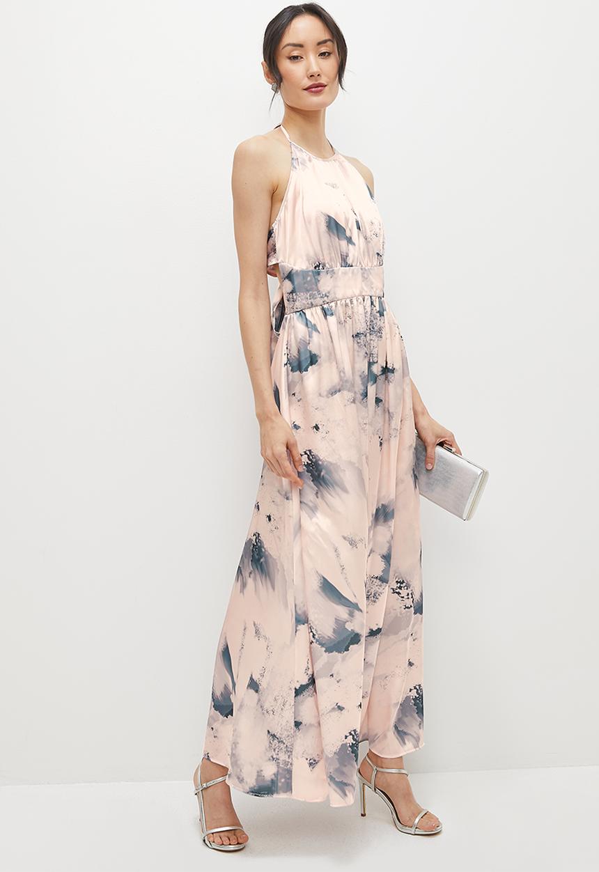 MILLA - Tie back halter dress - watercolour