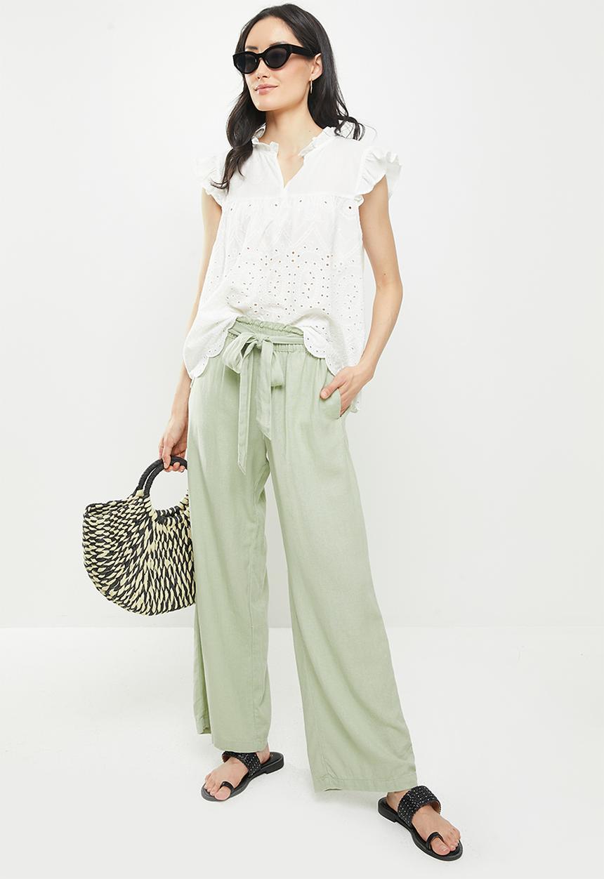 Jacqueline de Yong - Say linen belt pant - desert sage