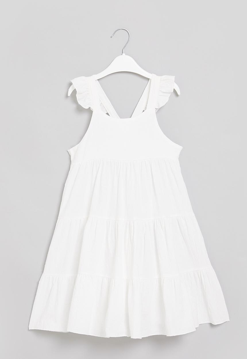 Pop Candy - Girls tiered dress - white