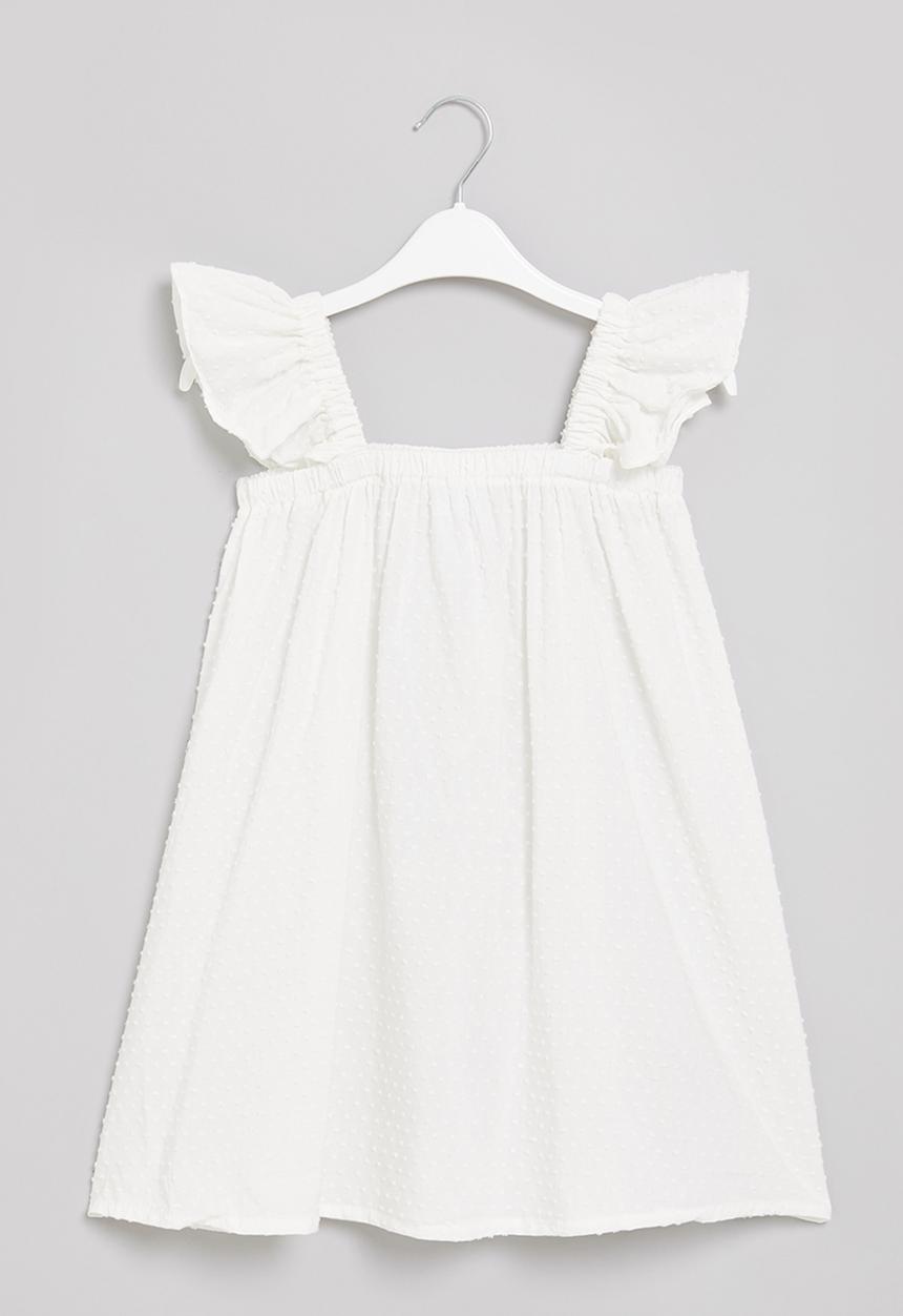 Pop Candy - Girls flutter sleeve dress - white