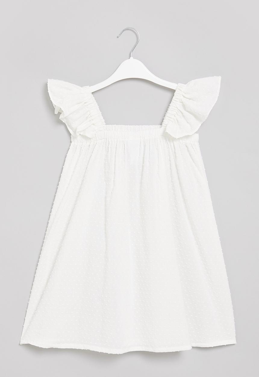 Pop Candy - Girls flutter sleeve dress - white