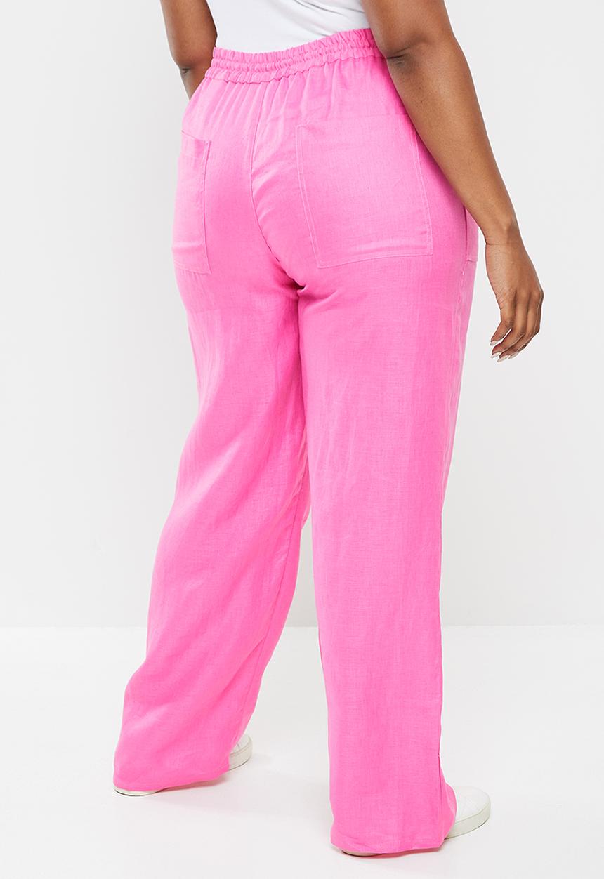 Me&B - Plus wide leg drawstring pants - hot pink
