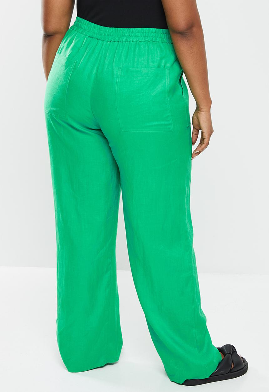 Me&B - Plus wide leg drawstring pants - emerald