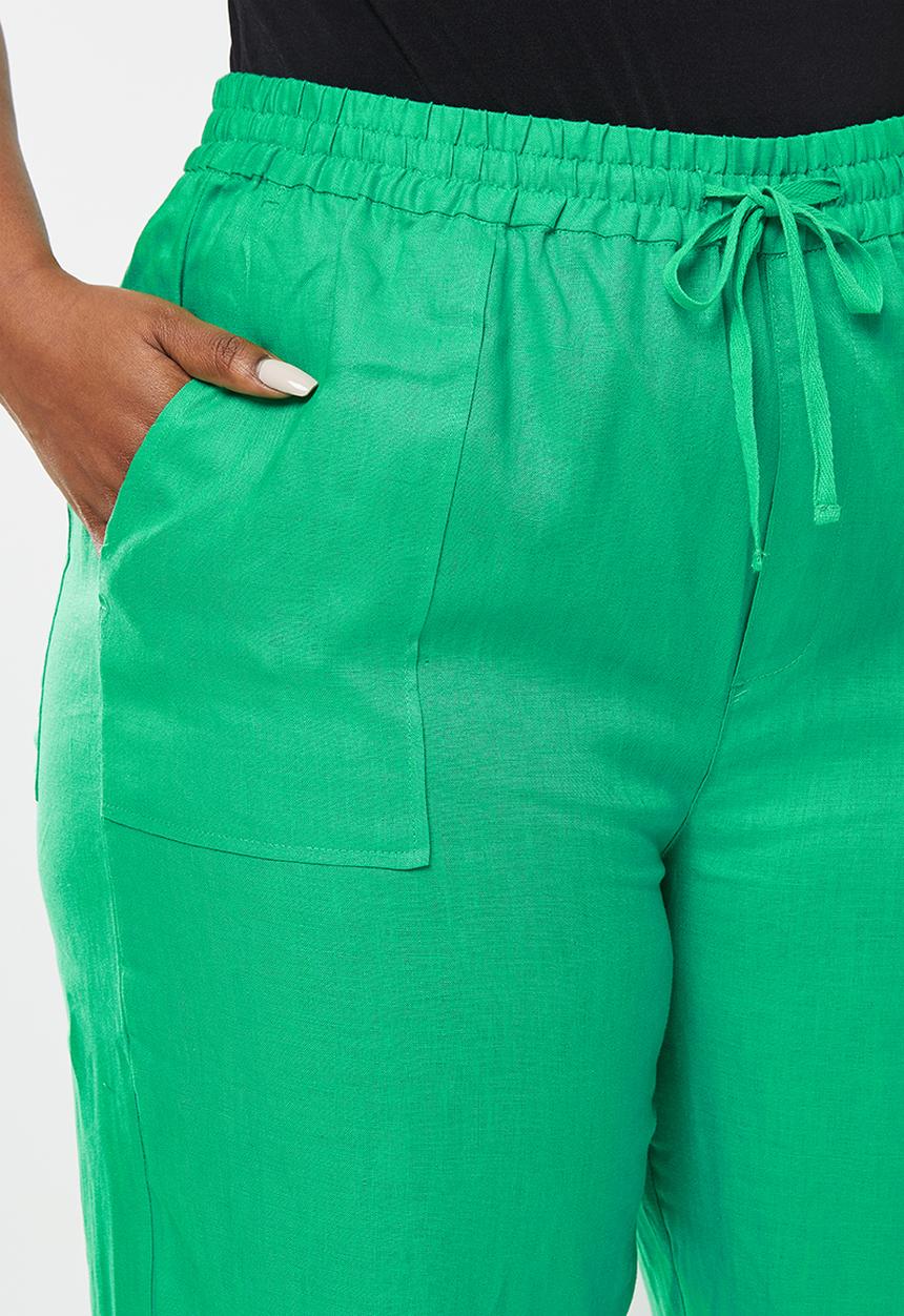 Me&B - Plus wide leg drawstring pants - emerald