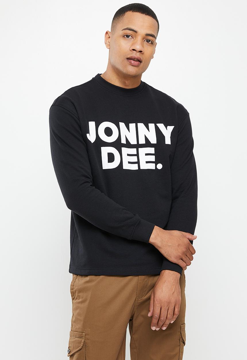 Jonathan D - James  long sleeve crewneck sweater with front print - black