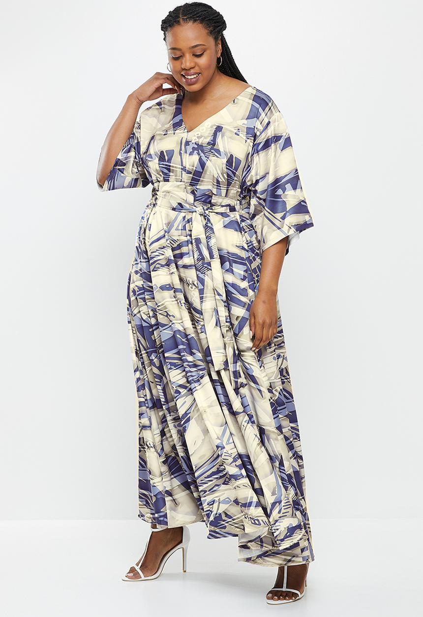 AMANDA LAIRD CHERRY - Plus walmer dress - navy & taupe floral