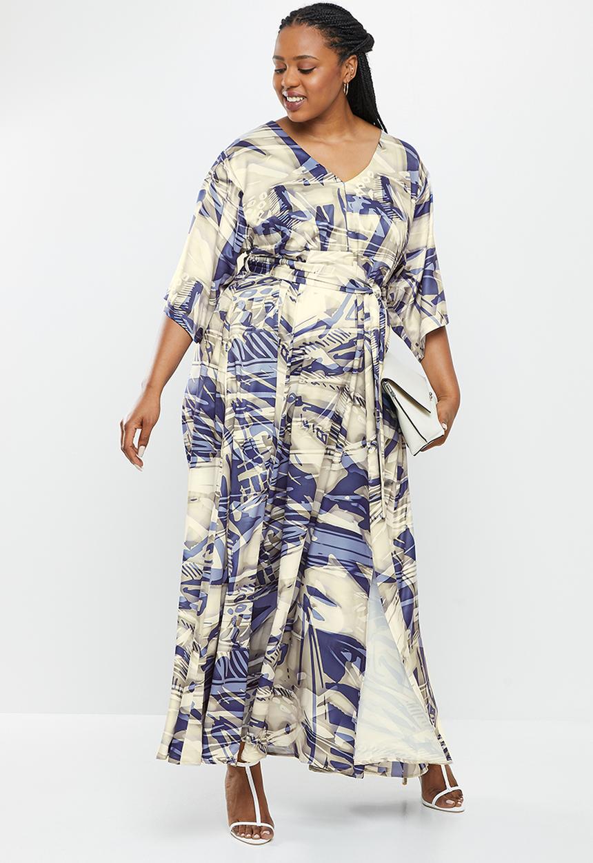AMANDA LAIRD CHERRY - Plus walmer dress - navy & taupe floral