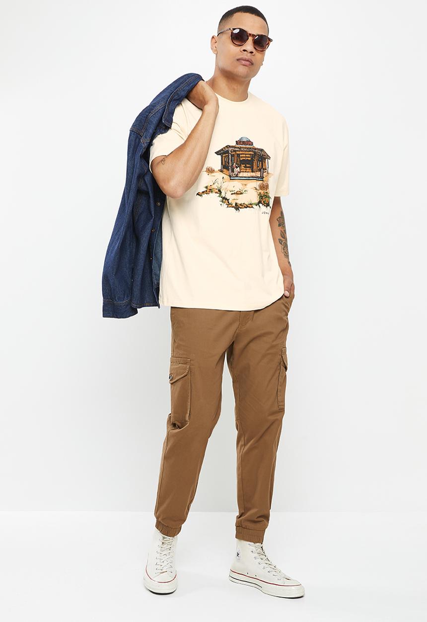 Jonathan D - Ryder boxfit T-shirt with front print - cream