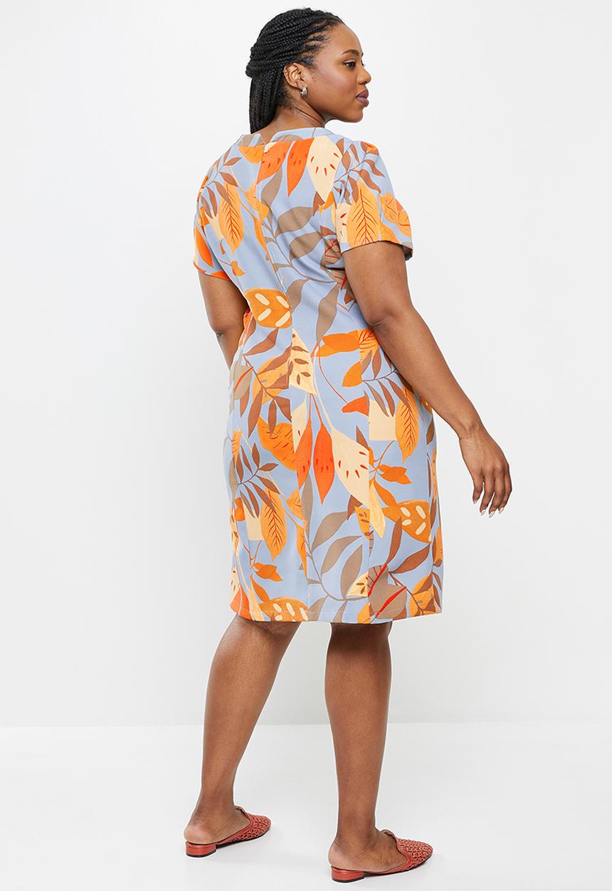 AMANDA LAIRD CHERRY - Plus anchor dress - grey, rust & sand floral