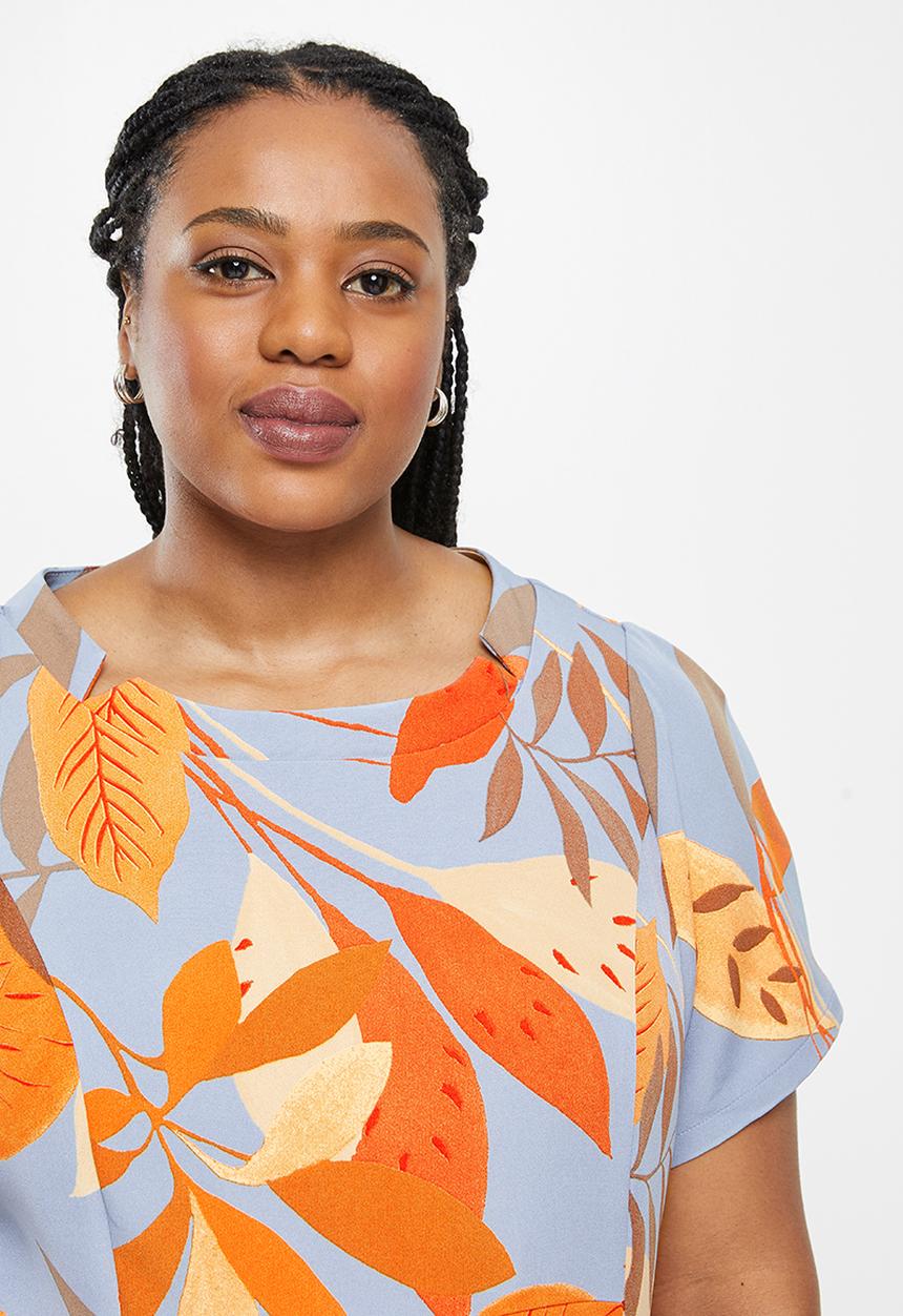 AMANDA LAIRD CHERRY - Plus anchor dress - grey, rust & sand floral