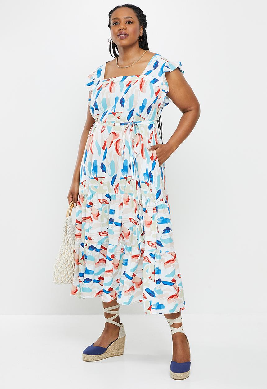 AMANDA LAIRD CHERRY - Plus cubhu dress -  white, blush, mint & sky