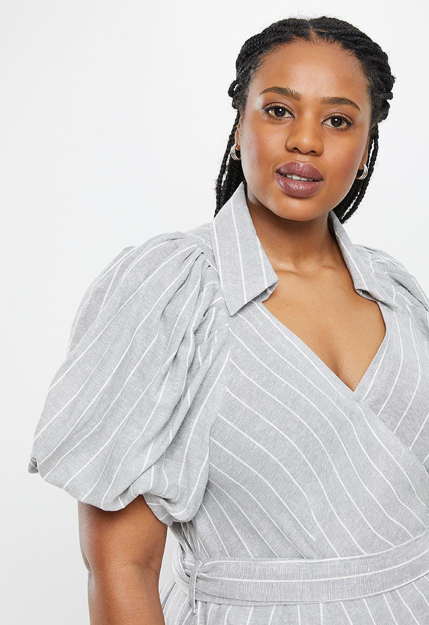 AMANDA LAIRD CHERRY - Plus essenwood dress -  grey & cream