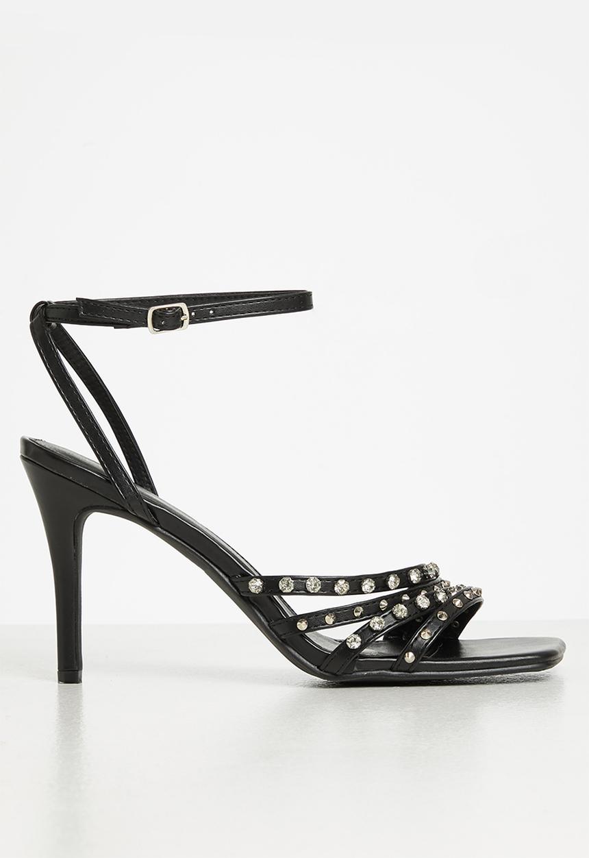 MILLA - Ezra studded ankle strap heel - black