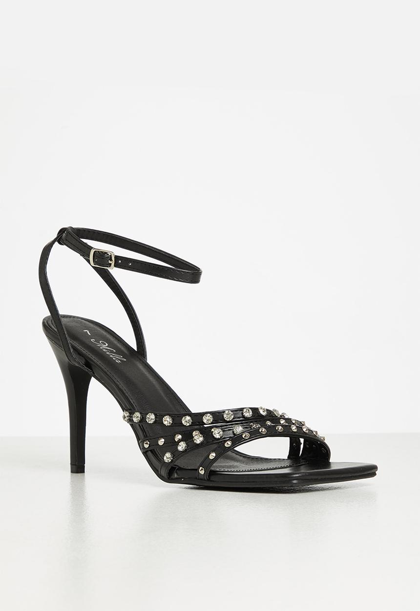 MILLA - Ezra studded ankle strap heel - black