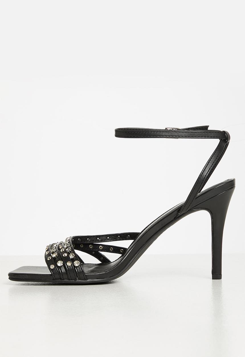 MILLA - Ezra studded ankle strap heel - black