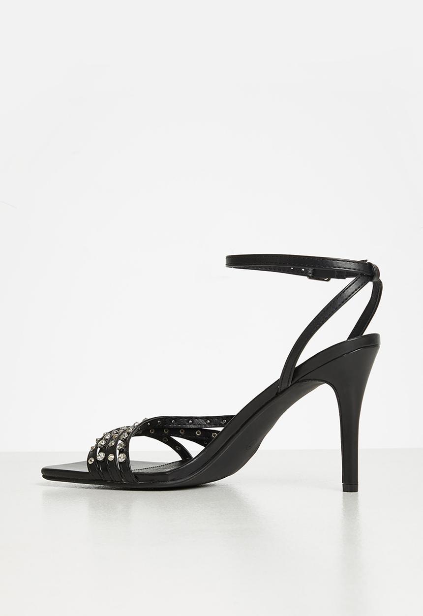 MILLA - Ezra studded ankle strap heel - black