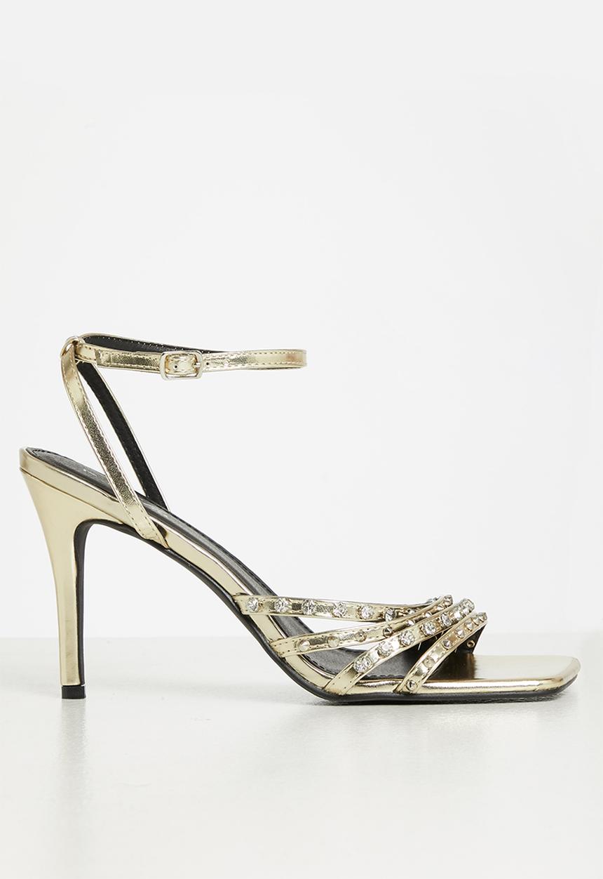 MILLA - Ezra studded ankle strap heel - gold