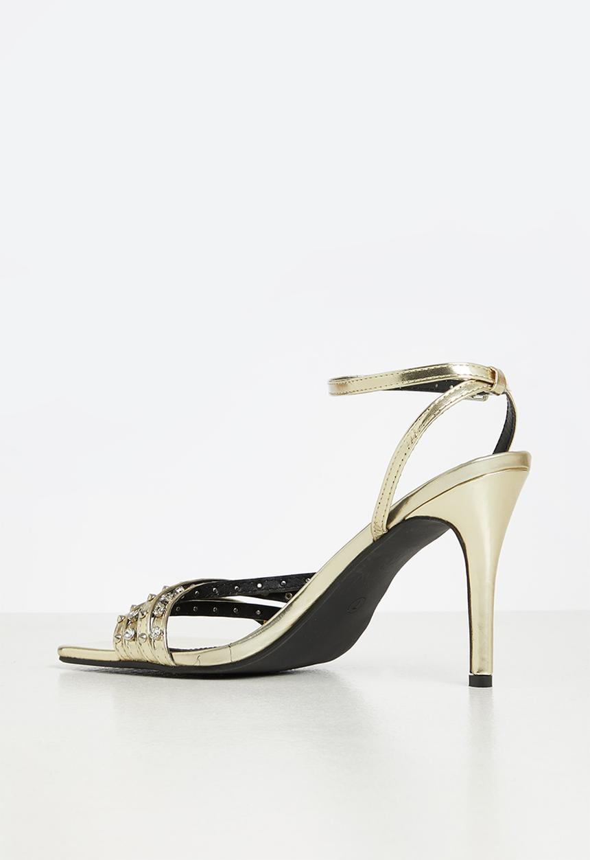 MILLA - Ezra studded ankle strap heel - gold