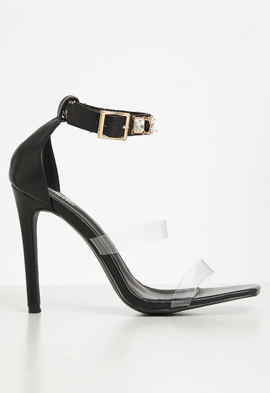 MILLA - Rhinestone trim stilleto heel - black