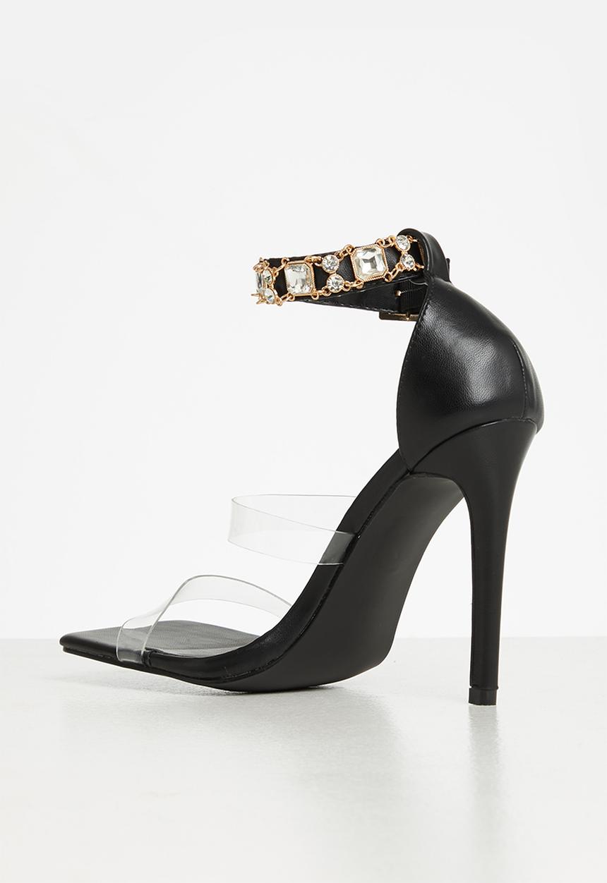 MILLA - Rhinestone trim stilleto heel - black