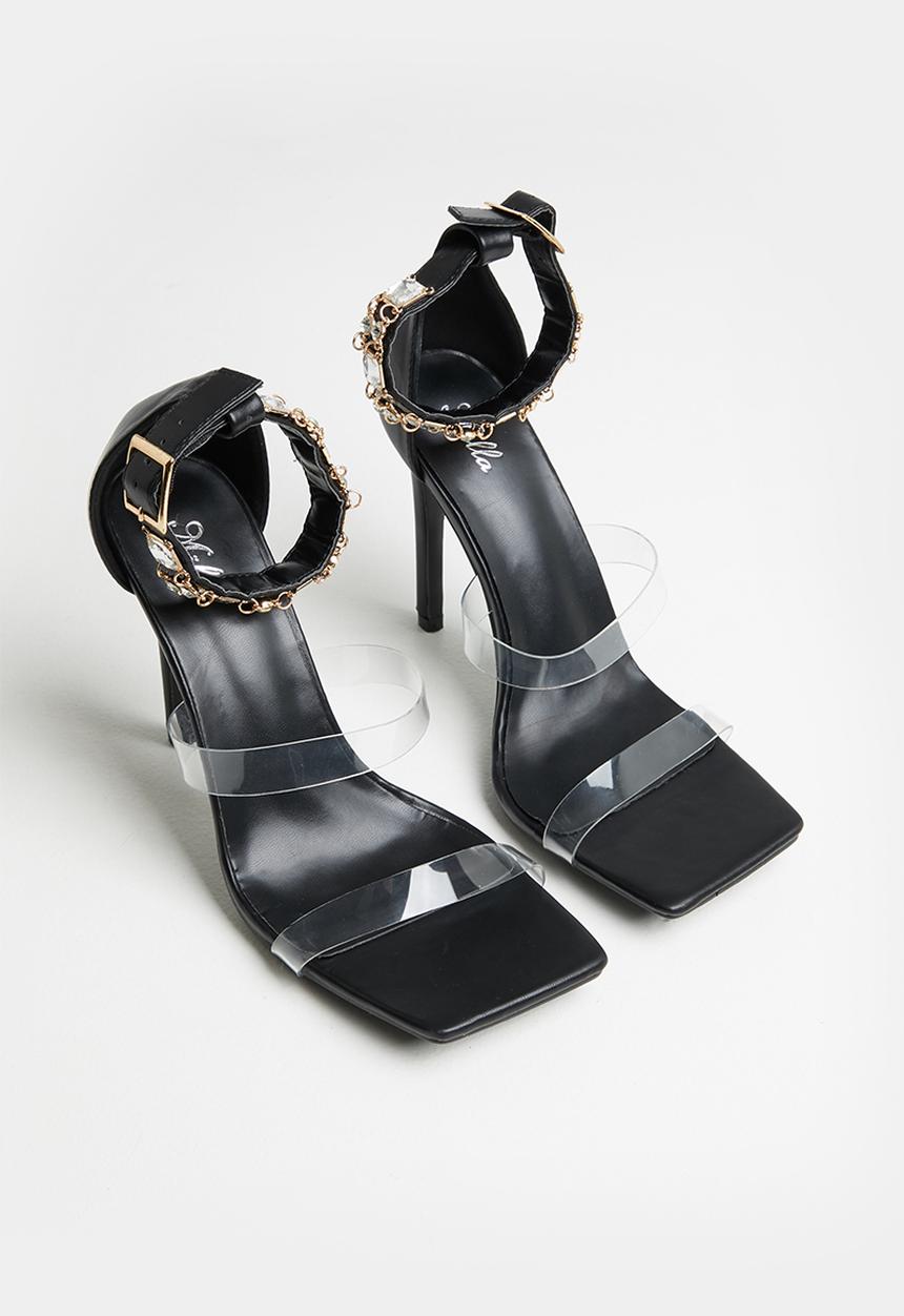 MILLA - Rhinestone trim stilleto heel - black