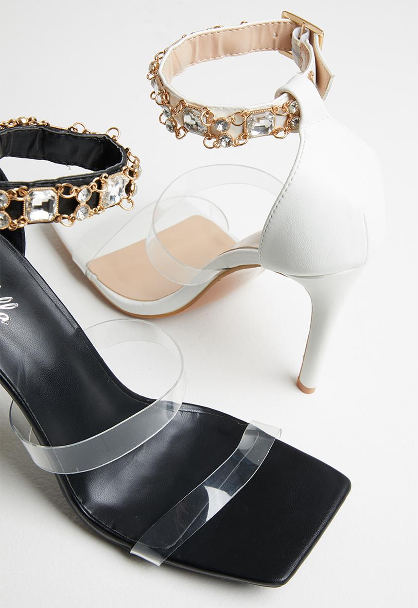 MILLA - Rhinestone trim stilleto heel - black