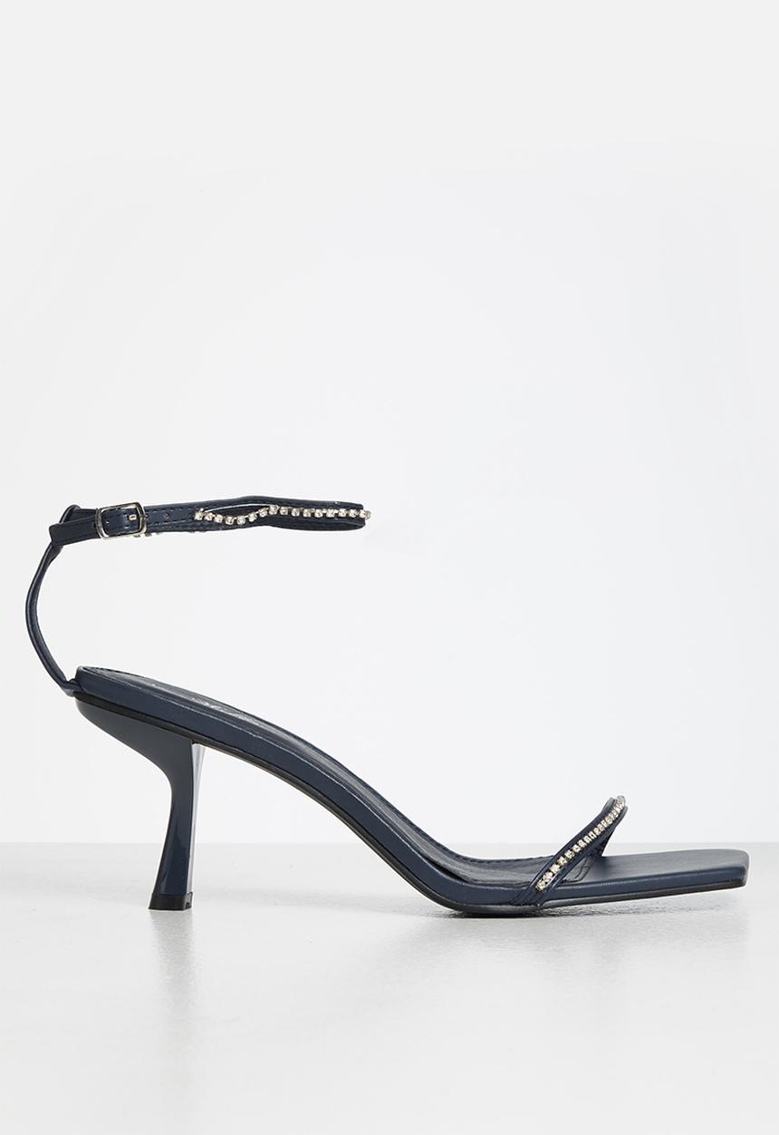 MILLA - Andrea embellished ankle strap heel - navy