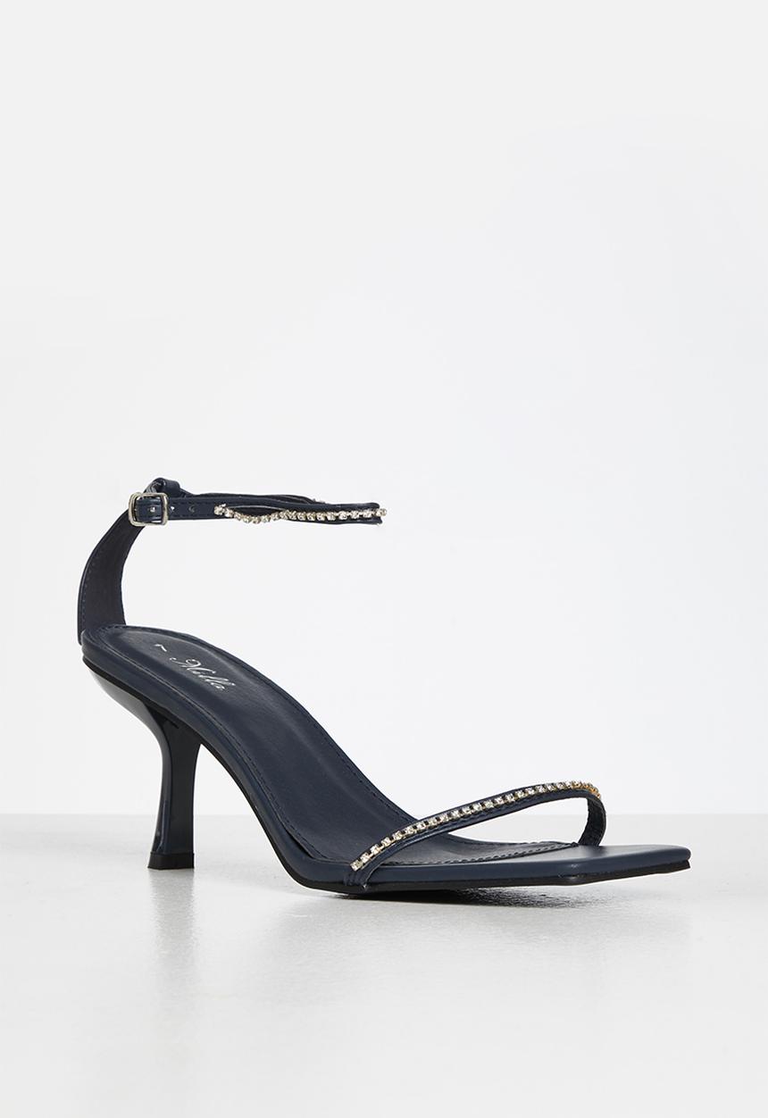 MILLA - Andrea embellished ankle strap heel - navy