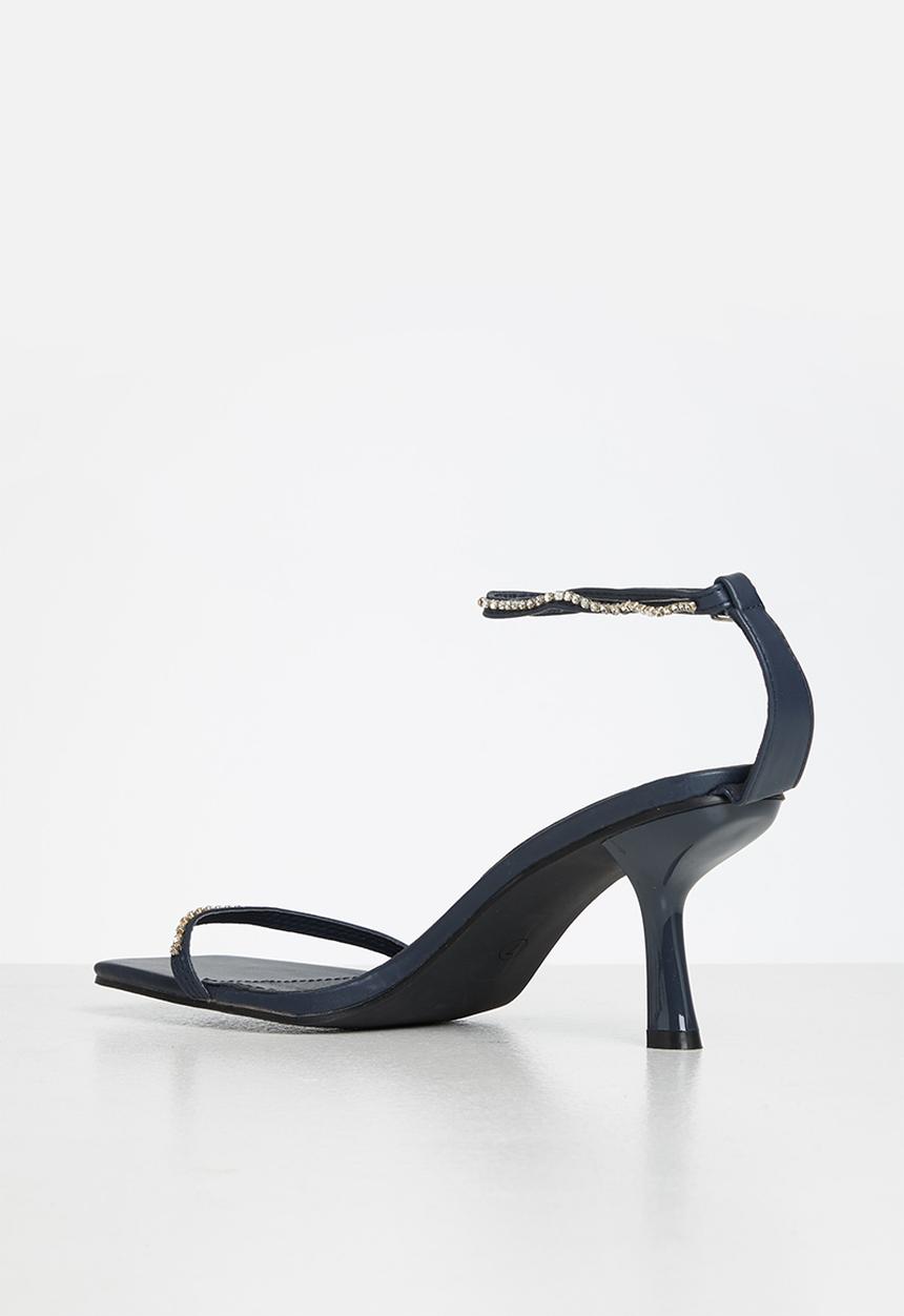 MILLA - Andrea embellished ankle strap heel - navy