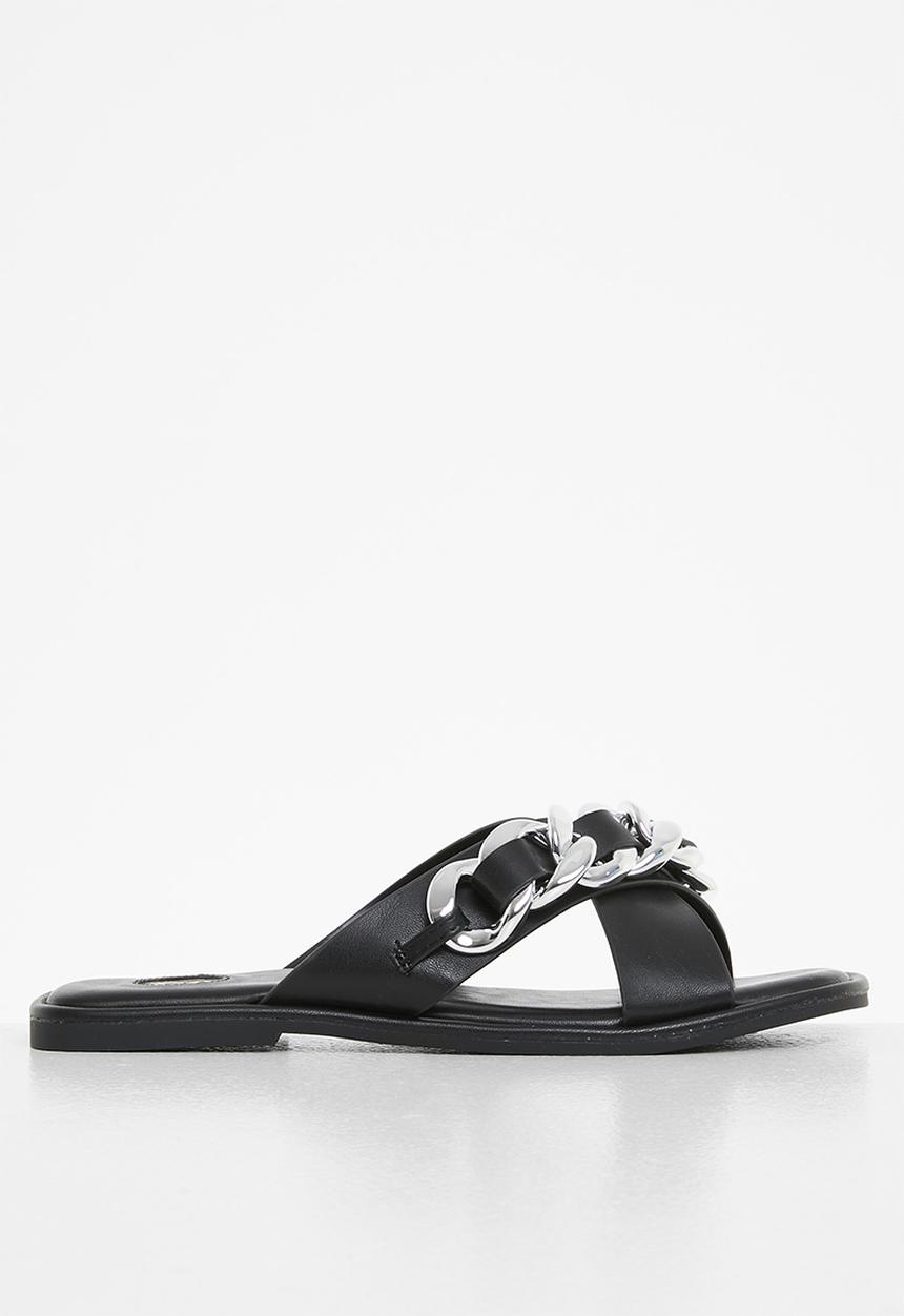 Footwork - Gemini chain cross strap sandal - black