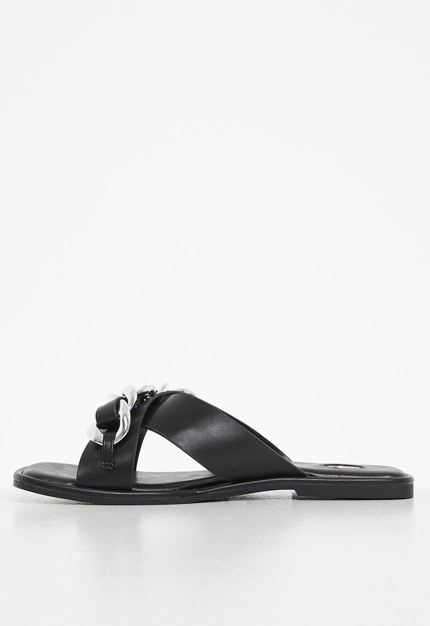Footwork - Gemini chain cross strap sandal - black
