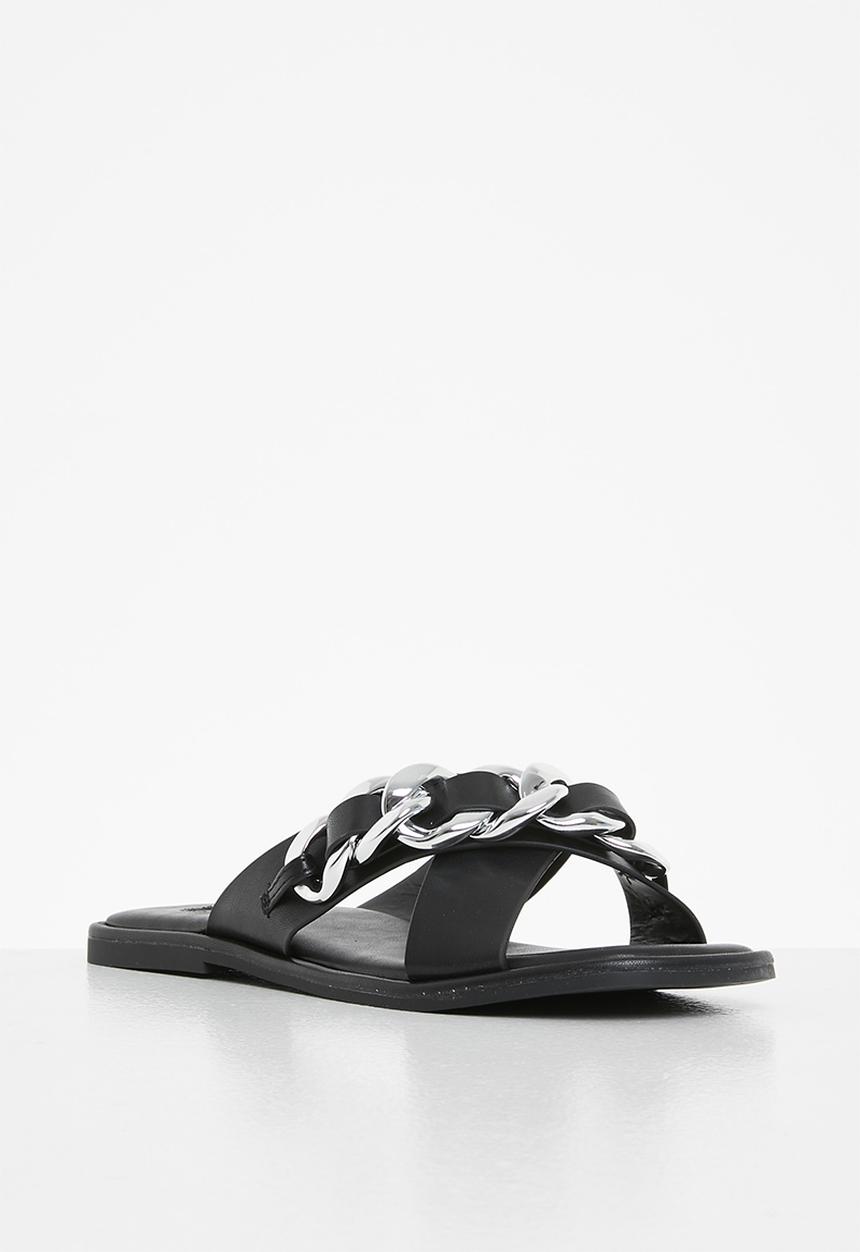 Footwork - Gemini chain cross strap sandal - black