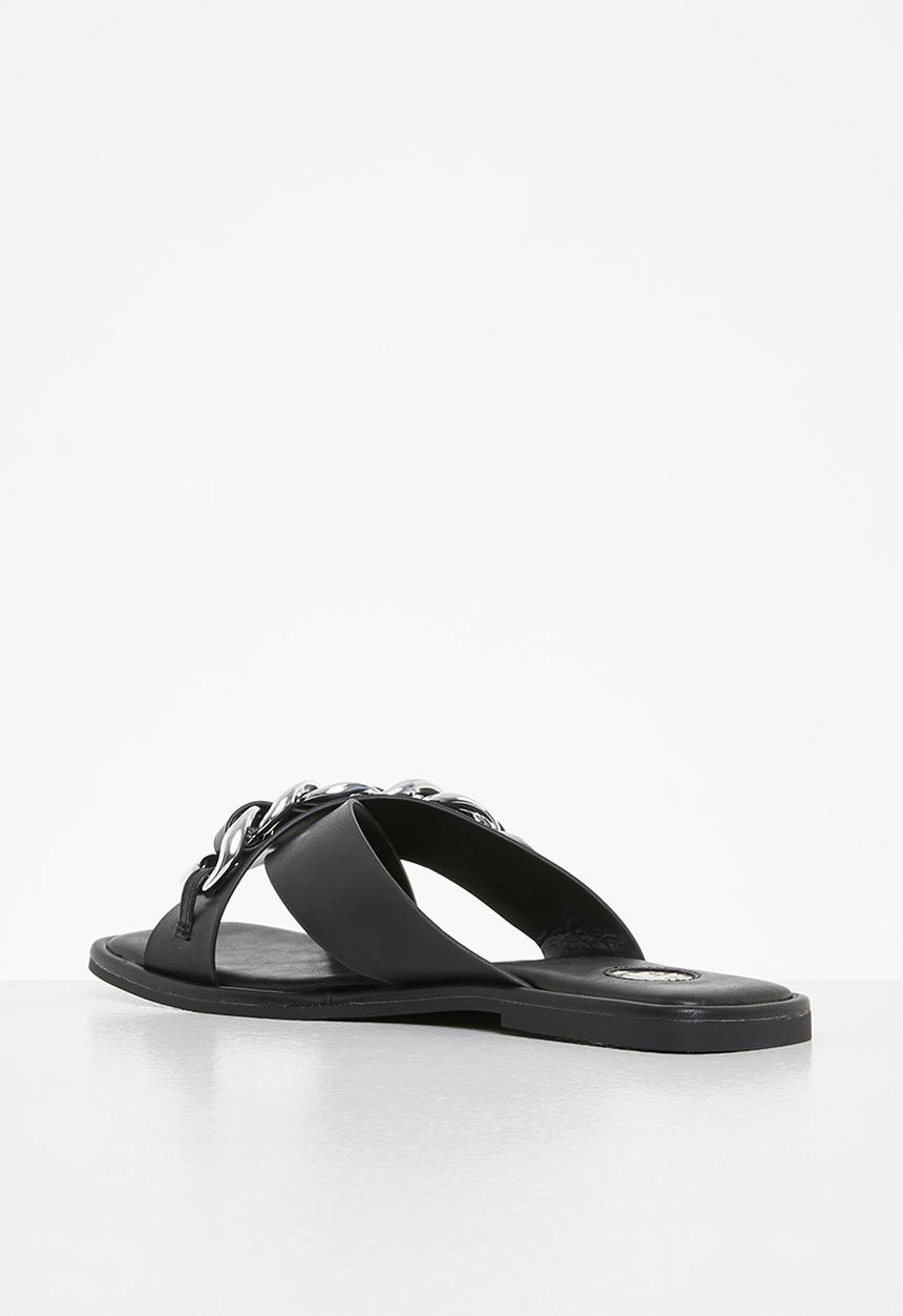 Footwork - Gemini chain cross strap sandal - black
