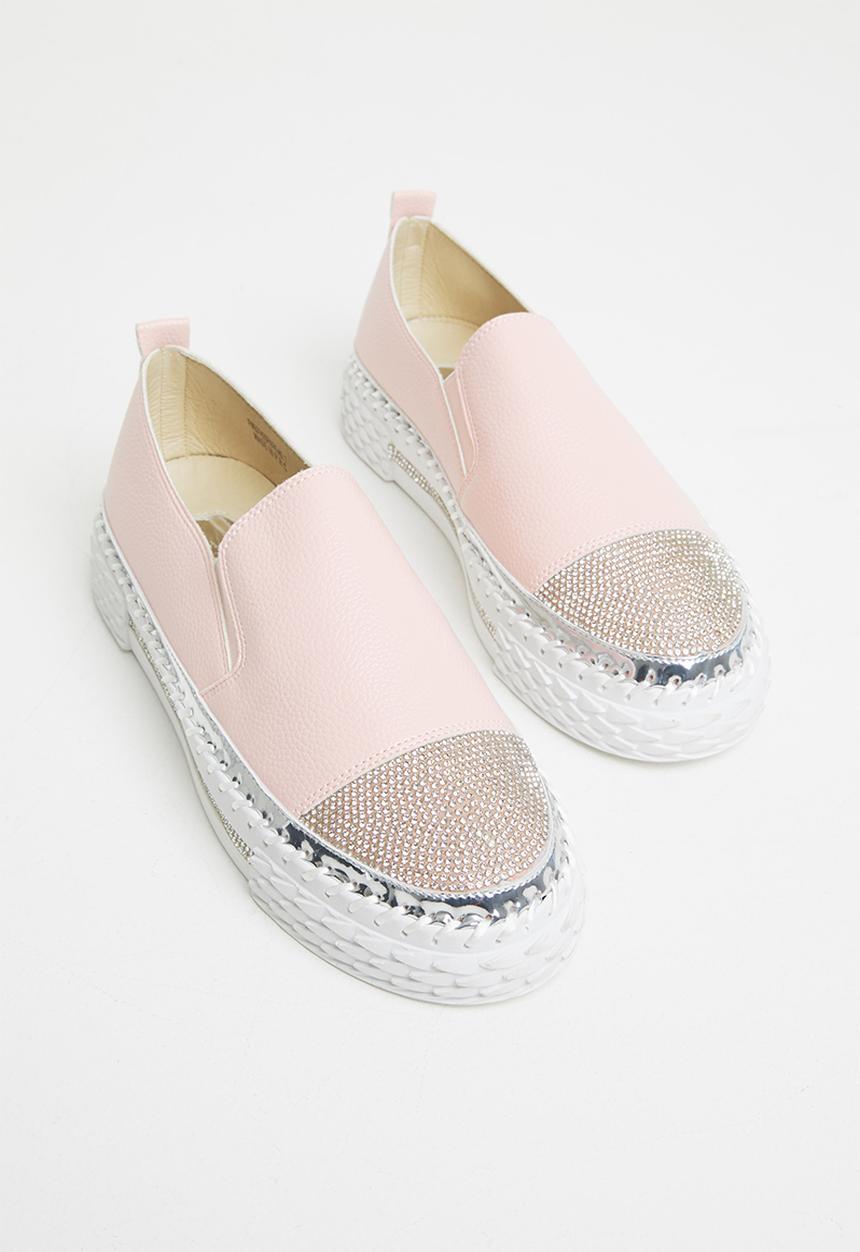 Footwork - Kerry diamante toe cap slip-on - pink
