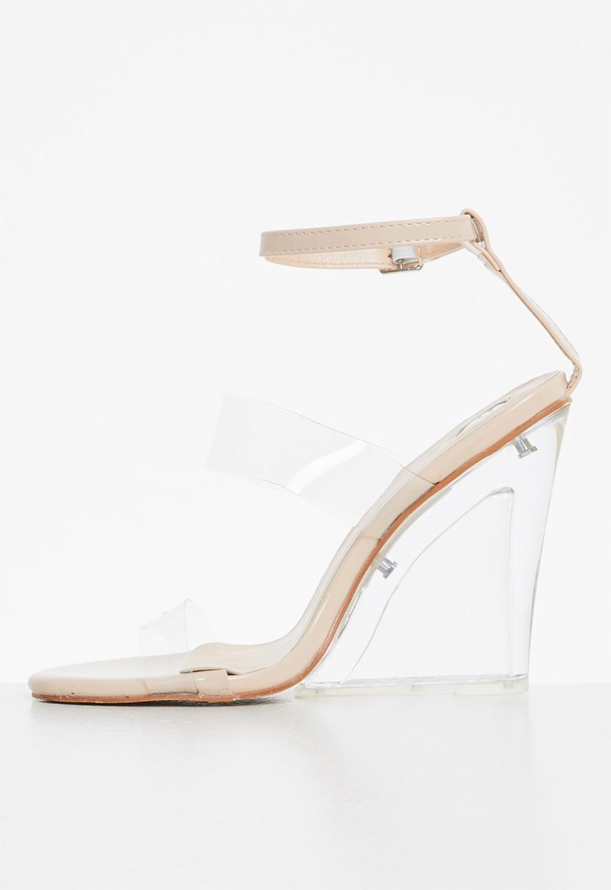 Footwork - Claret ankle cuff wedge heel - beige