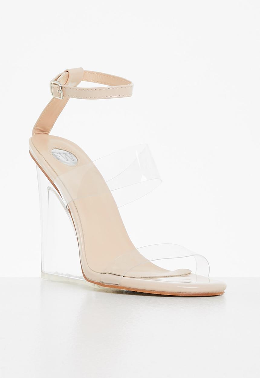 Footwork - Claret ankle cuff wedge heel - beige