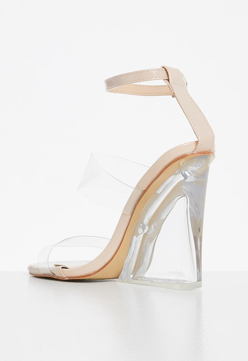 Footwork - Claret ankle cuff wedge heel - beige