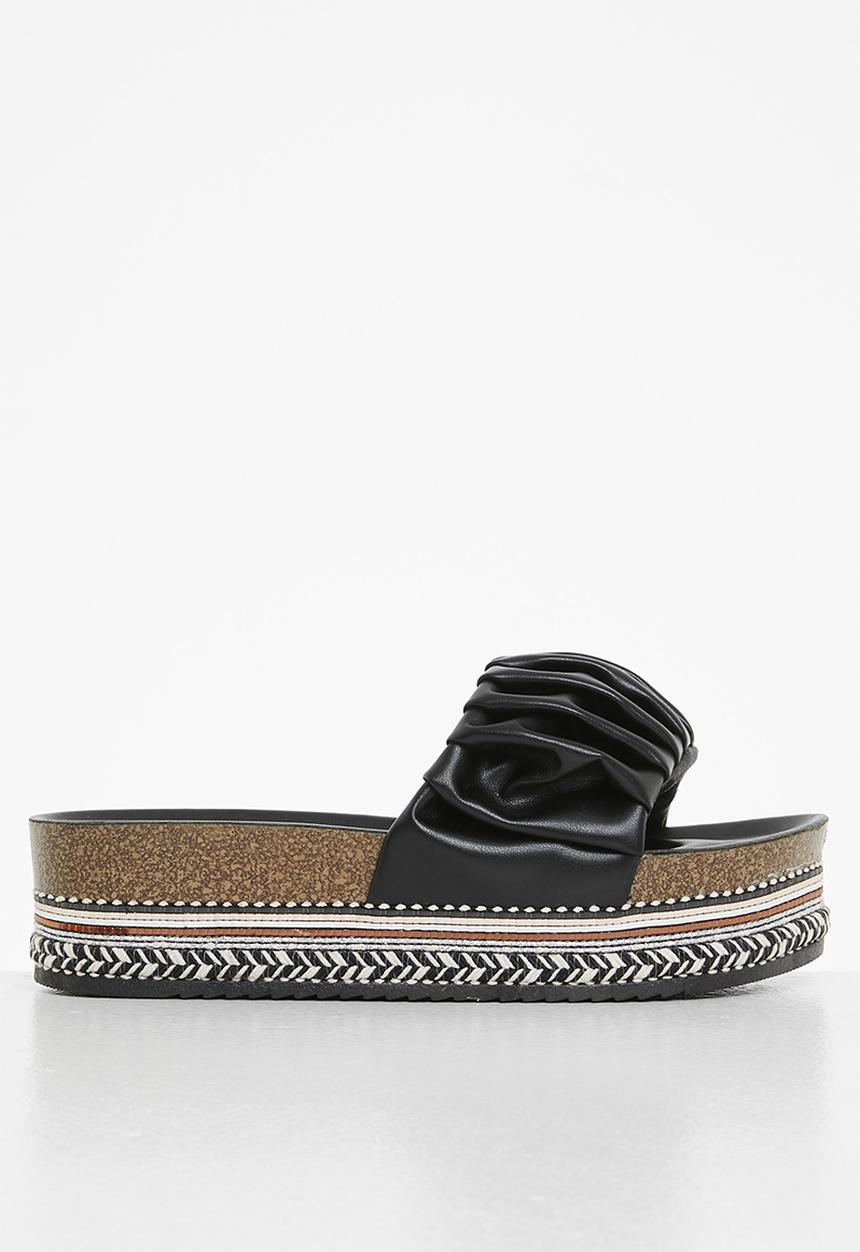 Footwork - Sho flatform espadrille slide - black