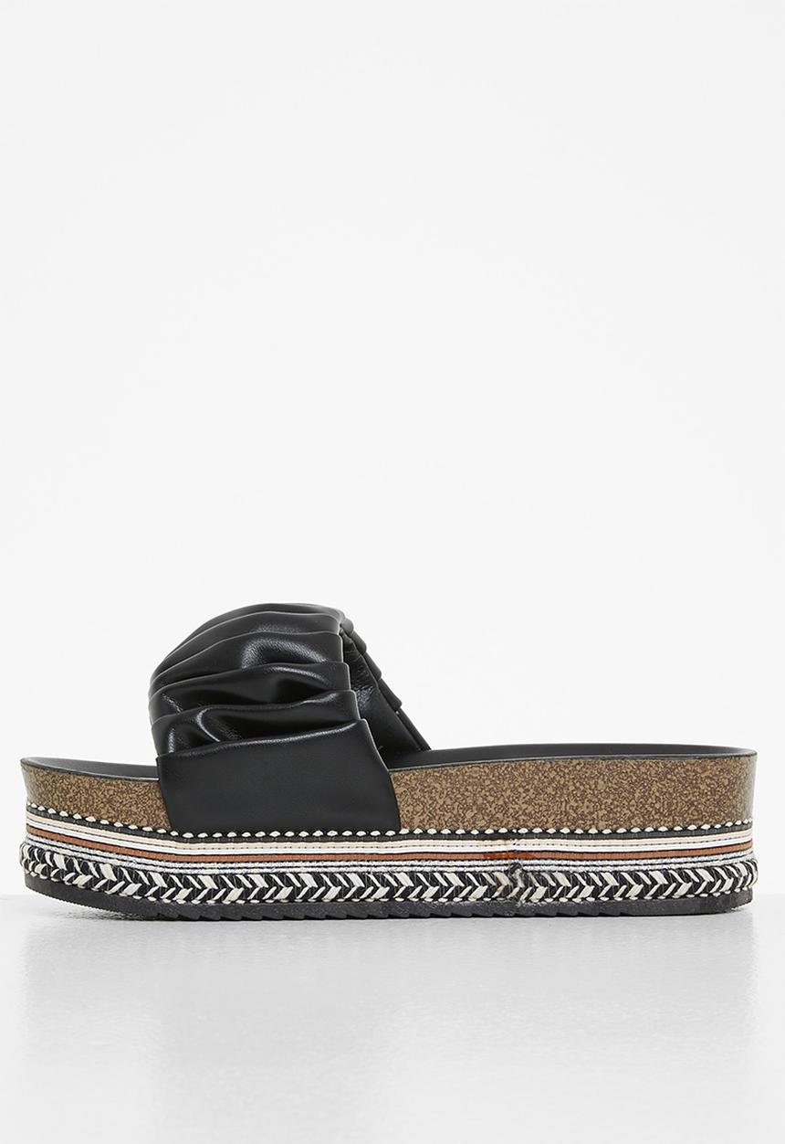 Footwork - Sho flatform espadrille slide - black